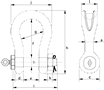 P-6033 Green Pin Sling Shackles Technical Drawing